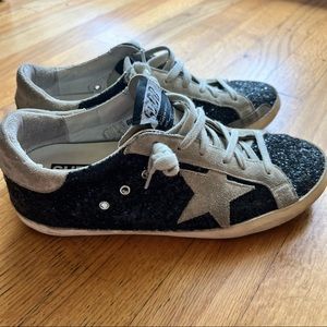 Black Glitter Sparkle Golden Goose Superstar Sneakers